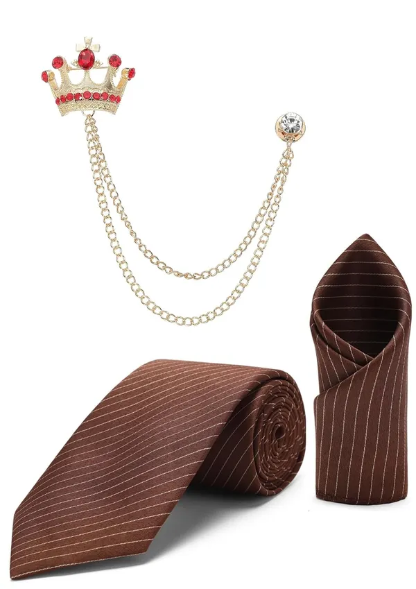 Men_Necktie,_Pocket_Square_&_Brooch_Combo_Set_Wedding,_Party_&_Formal_Wear_�_Available_in_7_Colors