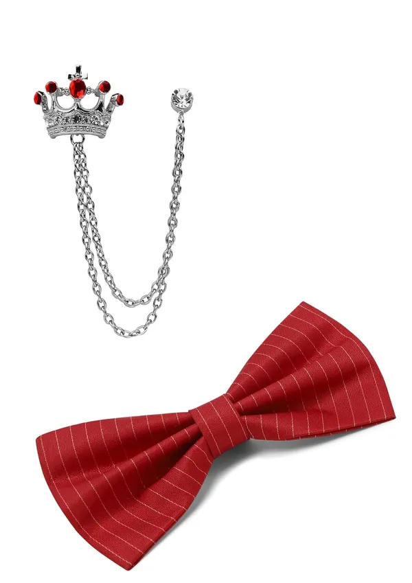 Bow_Tie_For_Men_With_Stylish_Brooch_Double_Chain_Pack_of_2_Self_Lining_Fabric