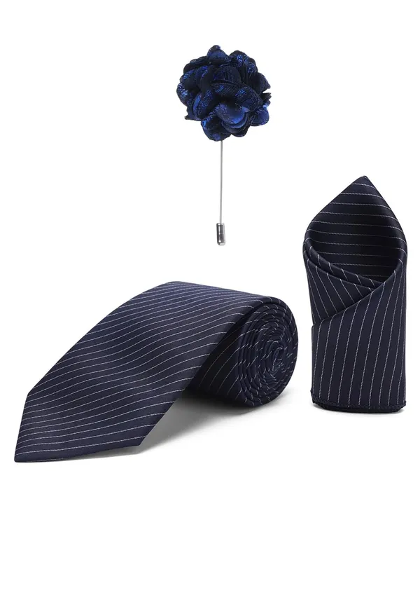 Random_Stripe_Necktie_Set_With_Bow_Tie_Pocket_Square_Lapel_Pin_Flowar_&_Brooch_(Pack_of_5)