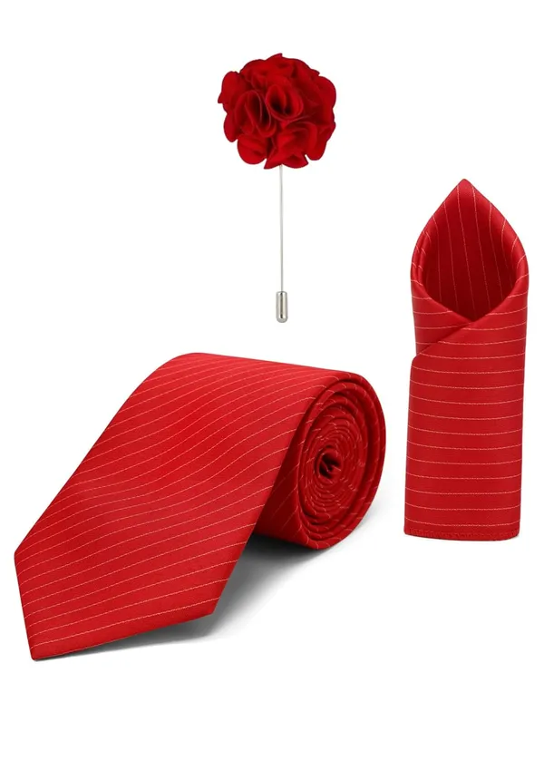 Random_Stripe_Necktie_Set_With_Bow_Tie_Pocket_Square_Lapel_Pin_Flowar_&_Brooch_(Pack_of_5)
