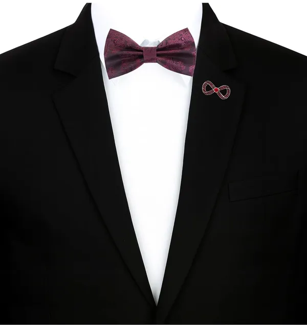 Random_stripe_Men's_Bow_Ties_Pre-Tied_Style_Formal_Satin_Classic_Bowtie_for_jacquard_Self-Design_With_Brooch