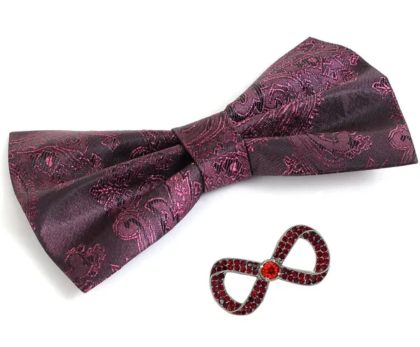 Random_stripe_Men's_Bow_Ties_Pre-Tied_Style_Formal_Satin_Classic_Bowtie_for_jacquard_Self-Design_With_Brooch