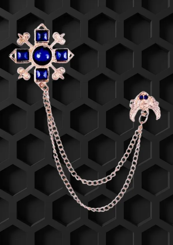 Voxon_Crystal_Crown_Hanging_Chain_Brooch_Suit_Pin,Vintage_Gold_Crown_Brooch,Suit_Stud,Shirt_Studs,Lapel_Pin_Accessories_for_Men_Women_(blue)