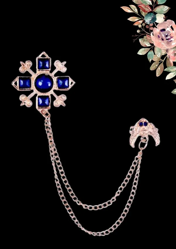 Voxon_Crystal_Crown_Hanging_Chain_Brooch_Suit_Pin,Vintage_Gold_Crown_Brooch,Suit_Stud,Shirt_Studs,Lapel_Pin_Accessories_for_Men_Women_(blue)