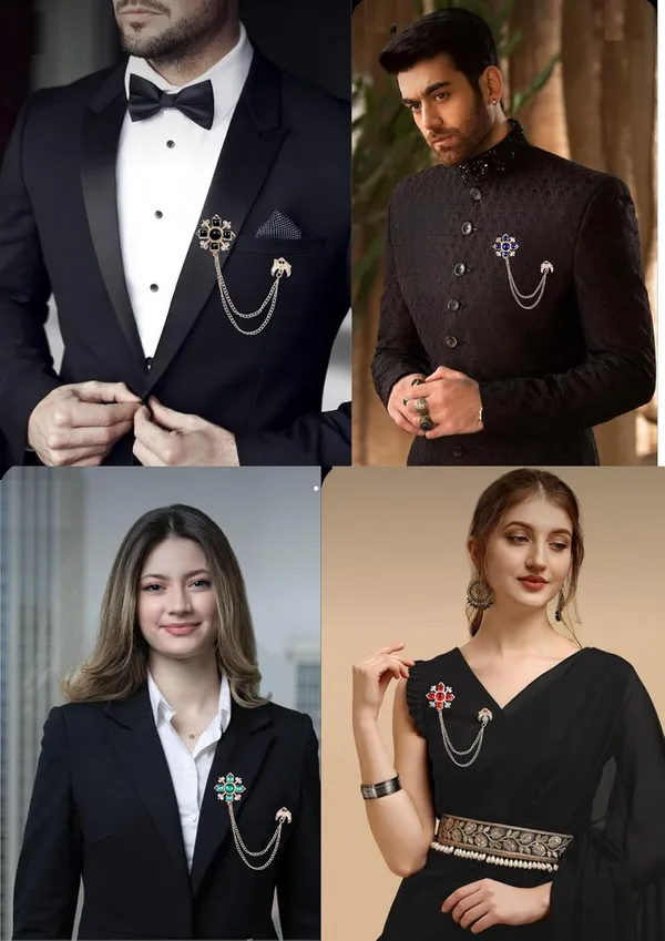 Voxon_Crystal_Crown_Hanging_Chain_Brooch_Suit_Pin,Vintage_Gold_Crown_Brooch,Suit_Stud,Shirt_Studs,Lapel_Pin_Accessories_for_Men_Women_(blue)