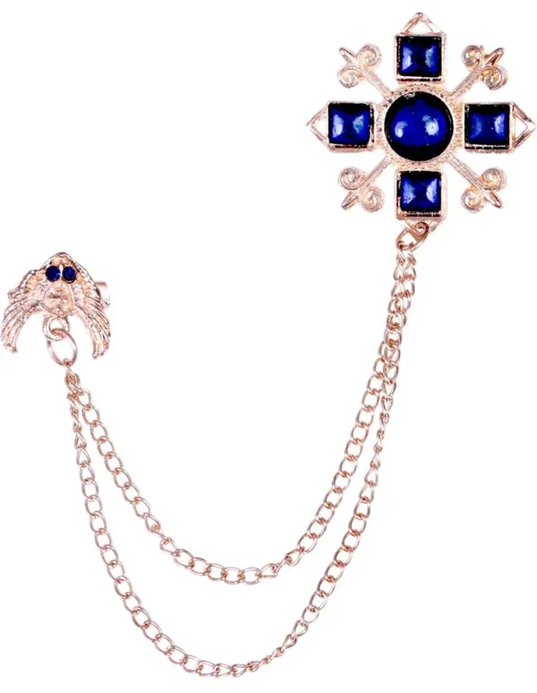 Voxon_Crystal_Crown_Hanging_Chain_Brooch_Suit_Pin,Vintage_Gold_Crown_Brooch,Suit_Stud,Shirt_Studs,Lapel_Pin_Accessories_for_Men_Women_(blue)