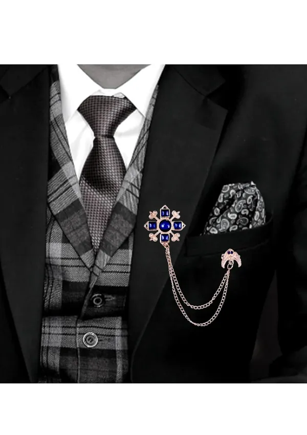 Voxon_Crystal_Crown_Hanging_Chain_Brooch_Suit_Pin,Vintage_Gold_Crown_Brooch,Suit_Stud,Shirt_Studs,Lapel_Pin_Accessories_for_Men_Women_(blue)