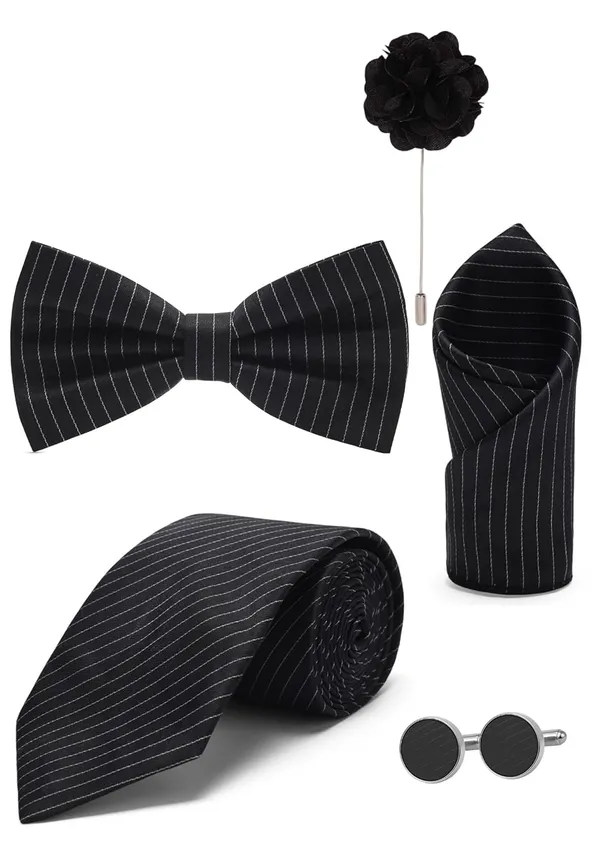 Random_Stripe_Necktie,_Bow_Tie,_Pocket_Square,_Lapel_Pin_&_Cufflinks_Formal_Wear_Accessories_(Available_in_7_Colors)