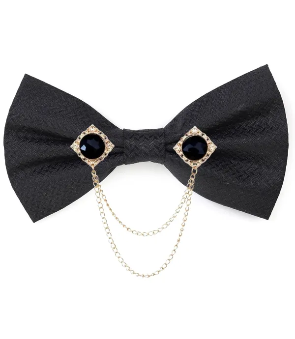 Men_Premium_Designer_Bow_Tie_with_Dual_Chain_&_Gemstone_Brooch_|_Adjustable_Pre-Tied_Bow_Tie