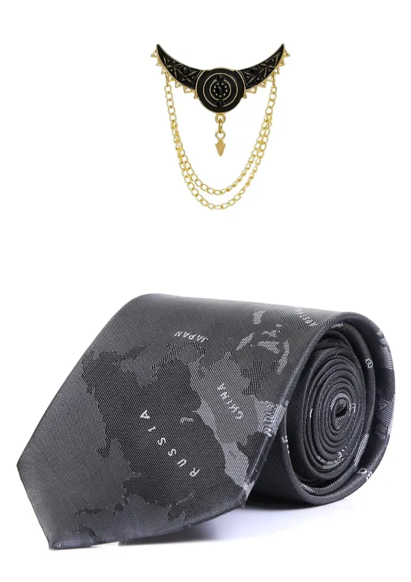 Luxury_Men_Necktie_with_Brooch_|_Premium_Maroon_Map_Pattern_Tie_for_Wedding,_Party_&_Office_|_12_Elegant_Colors