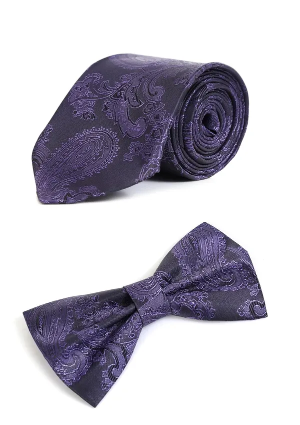 13_Colors_Paisley_Design_Men_Necktie_&_Bow_Tie_Combo_Perfect_Combo_Set_�_Includes_1_Necktie_+_1_Bow_Tie,_designed_for_versatile_styling