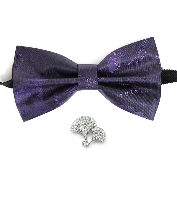 Bow_Tie_With_Brooch_Set_For_Men_World_Map_Self-Design_Fabric_Pack_of_2_Elegant_12_Colors
