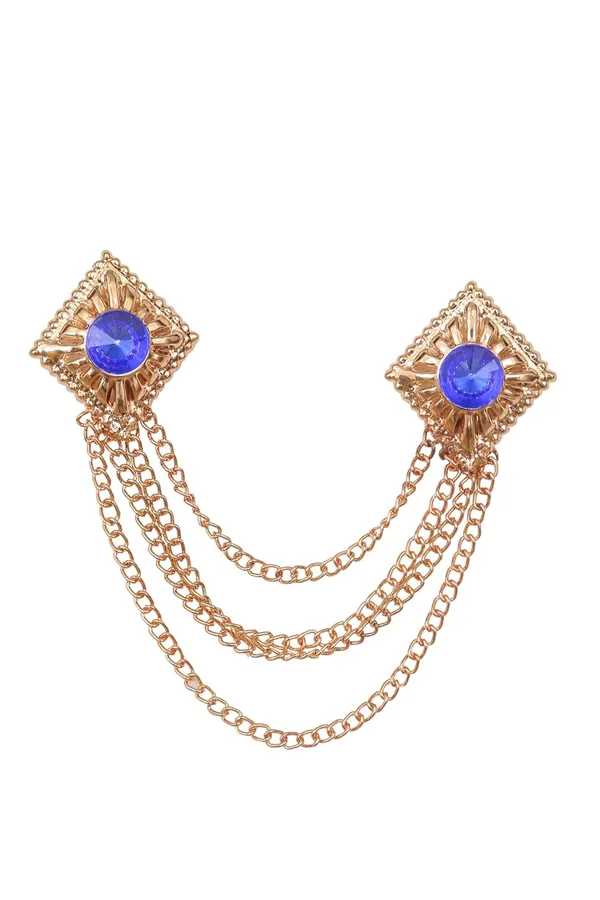 Voxon_Crowned_Deep_Red_Stone_with_Abstract_Work_and_Hanging_4_Chain_Brooch_(Blue)