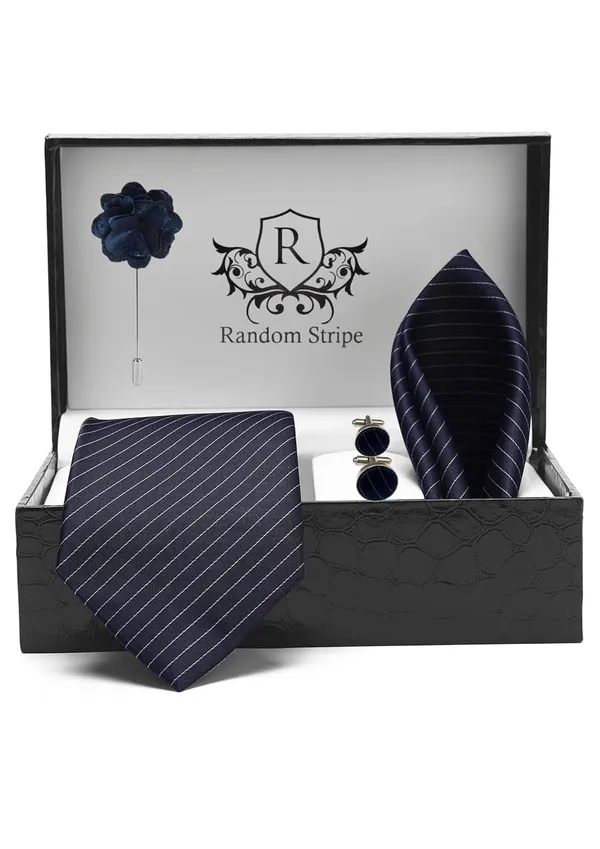 Random_Stripe_Necktie_For_Men_Lining_Micro_Fiber_Fabric_Pack_of_4_Available_in_7_Vibrant_Colors
