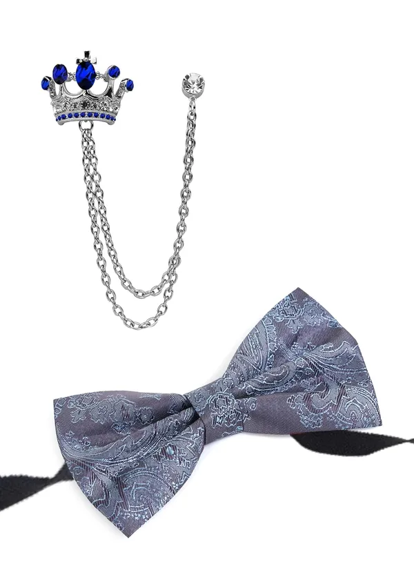 Premium_Bow_Tie_&_Crown_Brooch_Set_for_Men_�_Luxury_Jacquard_Silk_Bowtie_with_Dual_Chain_Crown_Pin_|_16_Elegant_Colors