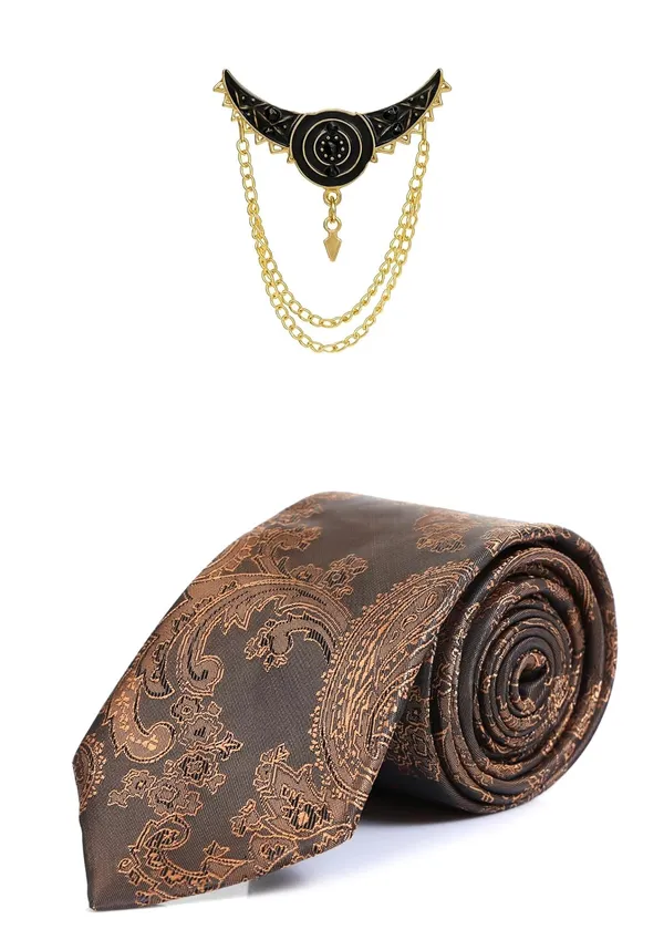 Premium_Men_Necktie_with_Brooch_|_Elegant_Paisley_Design_Silk_Tie_for_Wedding_&_formal_set