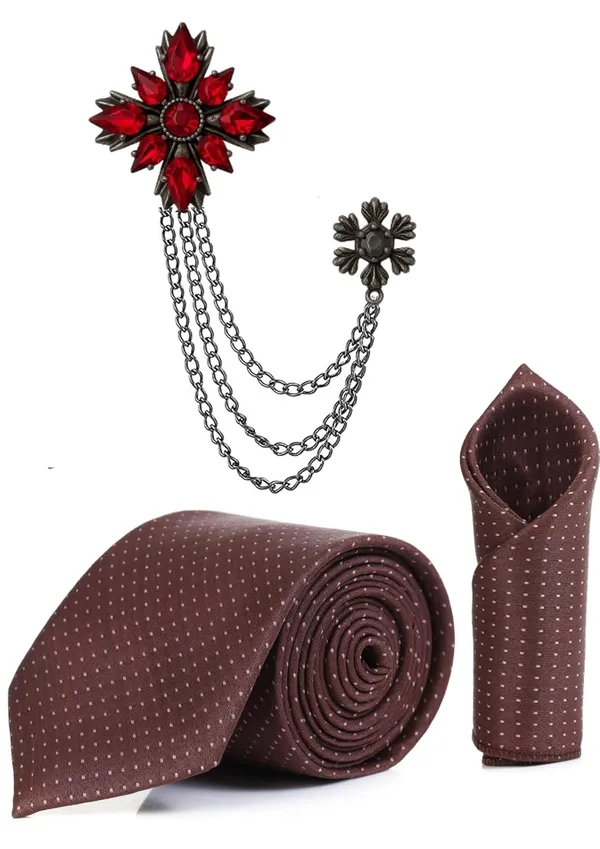 Necktie_For_Men_Complete_Combo_Set_�_Stylish_necktie,_matching_pocket_square_&_premium_brooch_included_Polka-Dots_Tie