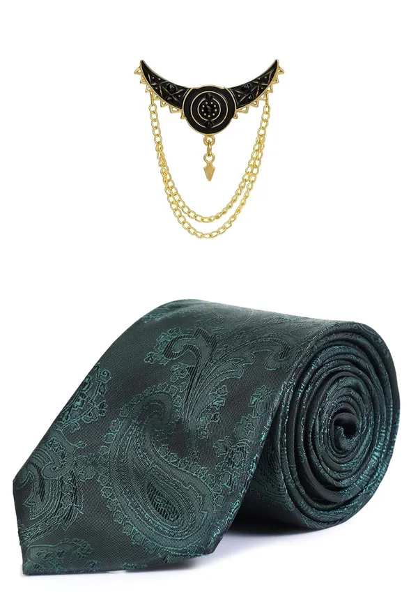 Premium_Men_Necktie_with_Brooch_|_Elegant_Paisley_Design_Silk_Tie_for_Wedding_&_formal_set