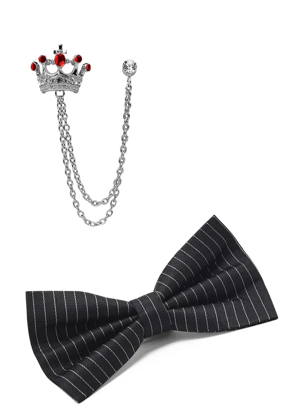 Bow_Tie_For_Men_With_Stylish_Brooch_Double_Chain_Pack_of_2_Self_Lining_Fabric