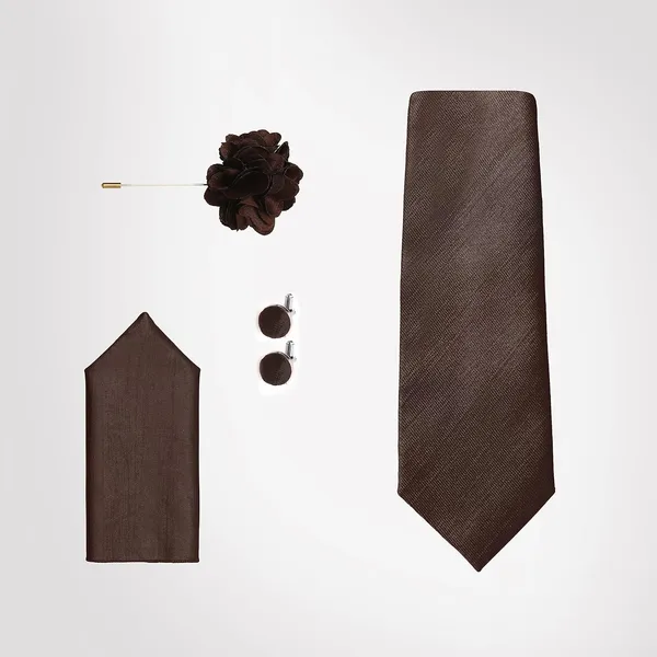 Necktie_Set_For_Men_Complete_Gift_Set_�_Includes_1_Necktie,_1_Pocket_Square,_1_Pair_of_Cufflinks_&_1_Brooch_�_all_in_matching_color.