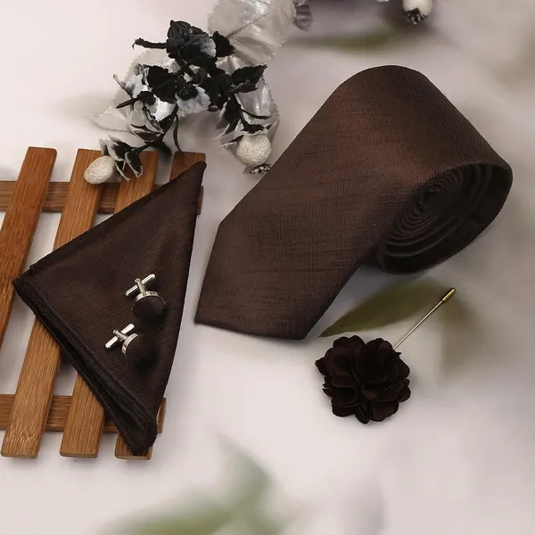 Necktie_Set_For_Men_Complete_Gift_Set_�_Includes_1_Necktie,_1_Pocket_Square,_1_Pair_of_Cufflinks_&_1_Brooch_�_all_in_matching_color.