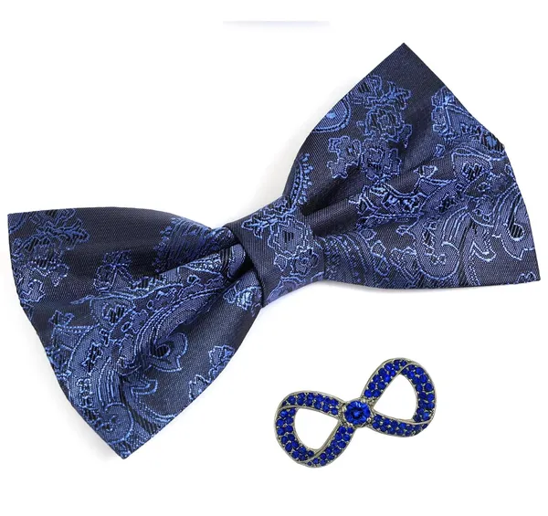 Random_stripe_Men's_Bow_Ties_Pre-Tied_Style_Formal_Satin_Classic_Bowtie_for_jacquard_Self-Design_With_Brooch
