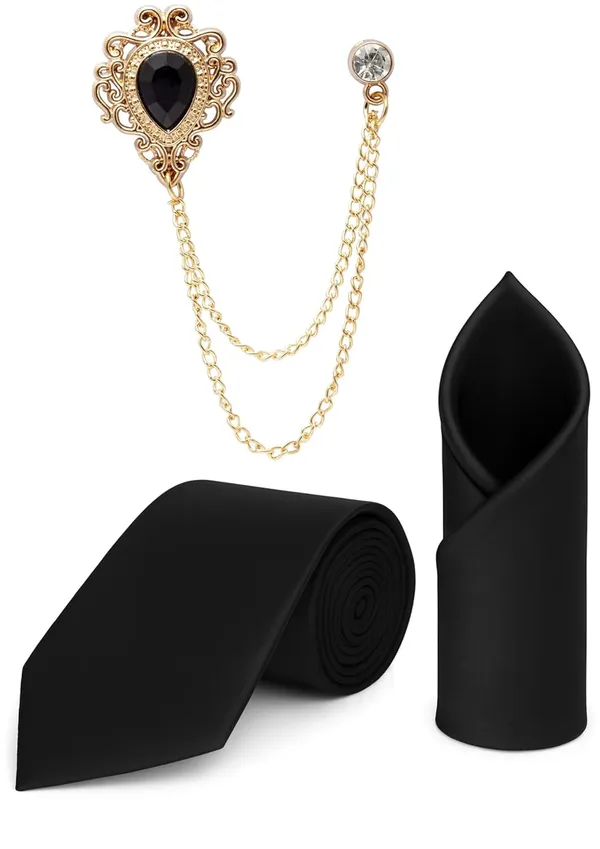Men_Premium_Satin_Tie,_Pocket_Square_&_Brooch_Combo_Set_Party_&_Formal_Wear_�_Available_in_9_Colors