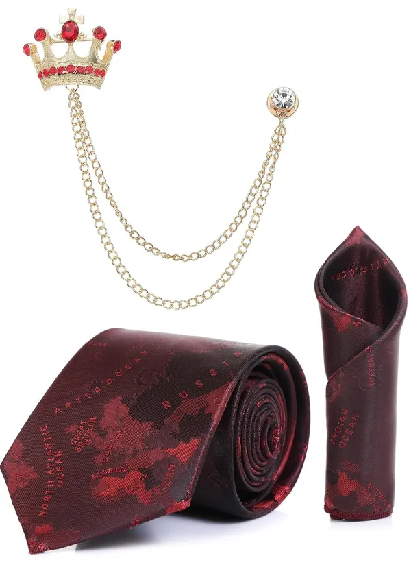 Premium_Men_Necktie_Set_with_Pocket_Square_&_Royal_Crown_Brooch_�_12_Color_Options
