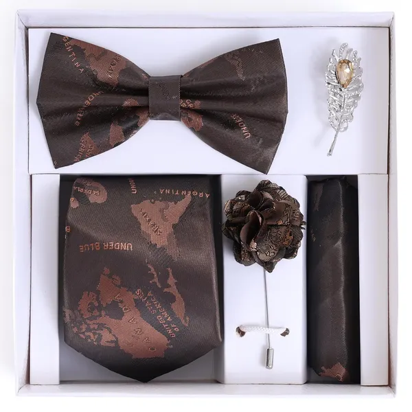 Random_Stripe_Necktie_Set_For_Men_With_Bow_Tie_&_Pocket_Square_Lapel_Pin_Flowar_(Pack_of_5)