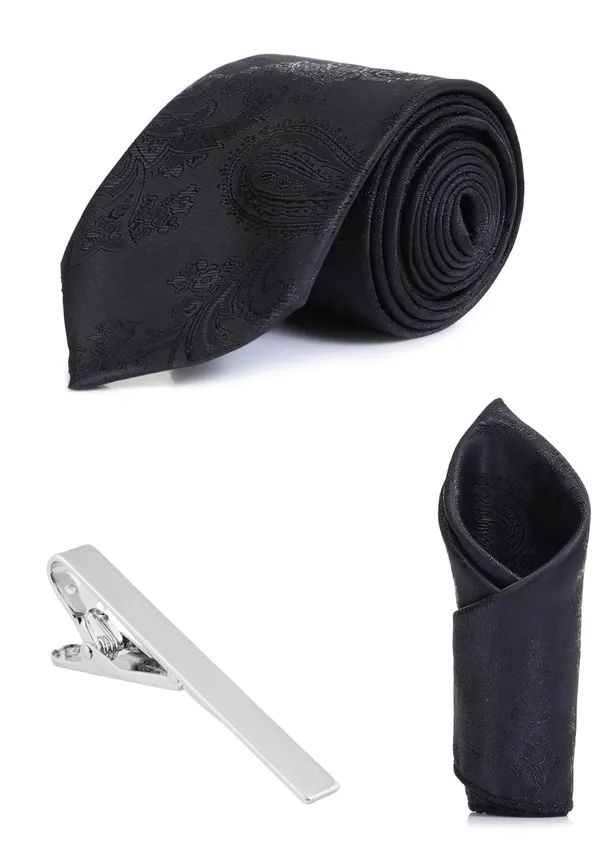 Necktie_With_Pocket_Square_&_TiePin_Silver_Plated_Jacquard_Self-Design_Stylish_Combo_Set_Available_in_16_Elegant_Colors