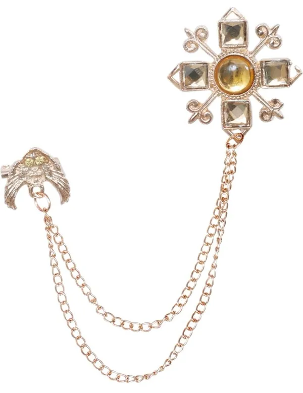 Voxon_Crystal_Crown_Hanging_Chain_Brooch_Suit_Pin,Vintage_Gold_Crown_Brooch,Suit_Stud,Shirt_Studs,Lapel_Pin_Accessories_for_Men_Women_(gold)