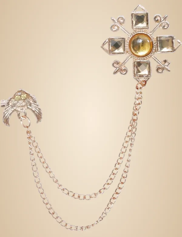 Voxon_Crystal_Crown_Hanging_Chain_Brooch_Suit_Pin,Vintage_Gold_Crown_Brooch,Suit_Stud,Shirt_Studs,Lapel_Pin_Accessories_for_Men_Women_(gold)