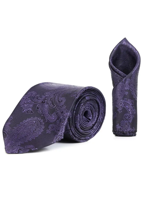 Necktie_With_Stylish_Brooch_&_Pocket_Square_Set_For_Men_(3_Item_in_the_Box)_Jacquard_Self-Design_Fabric