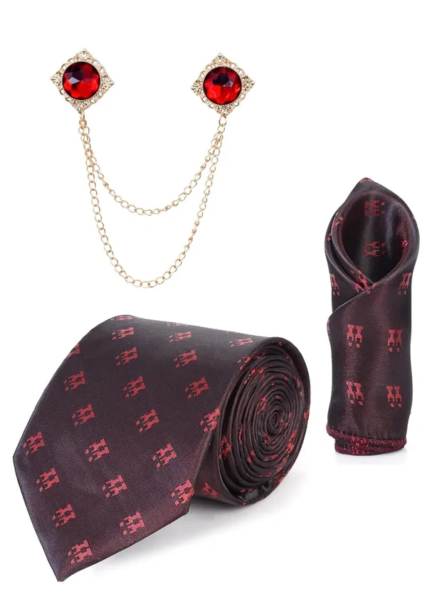Necktie_For_men_With_Double_Chain_Stylish_brooch_&_Pocket_Square_Gifted_Set