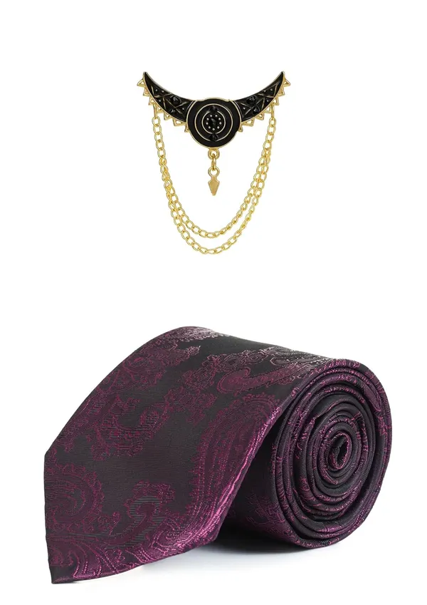Premium_Men_Necktie_with_Brooch_|_Elegant_Paisley_Design_Silk_Tie_for_Wedding_&_formal_set