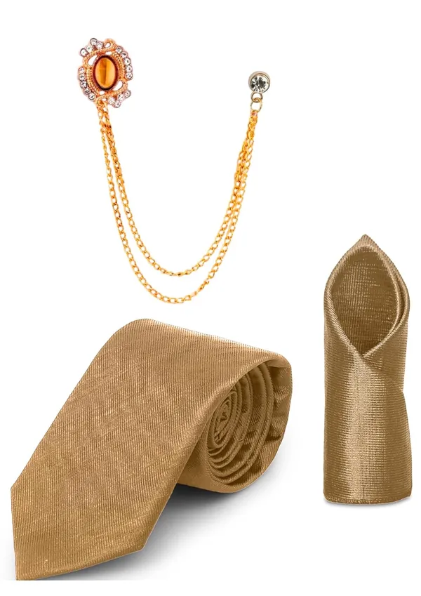 Necktie_Set_With_Pocket_Square_&_Lapel_Double_Chain_Brooch_Wedding_Combo