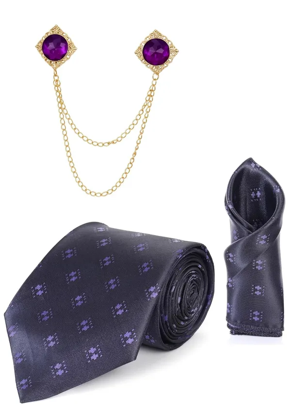 Necktie_For_men_With_Double_Chain_Stylish_brooch_&_Pocket_Square_Gifted_Set