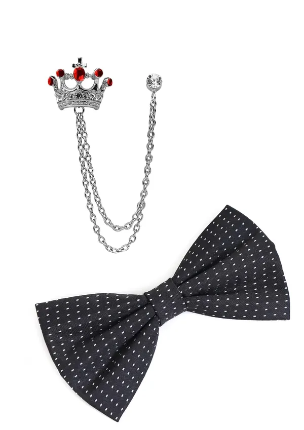 Bow_Tie_For_Men_&_Women_With_Stylish_Double_Chain_Brooch_(Pack_of_2)