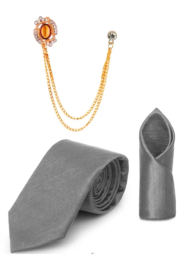 Necktie_Set_With_Pocket_Square_&_Lapel_Double_Chain_Brooch_Wedding_Combo