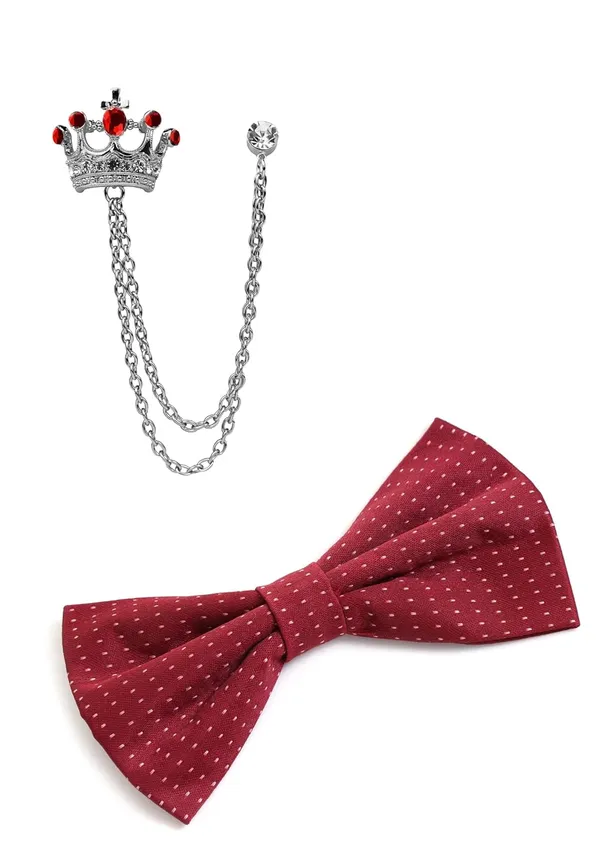 Bow_Tie_For_Men_&_Women_With_Stylish_Double_Chain_Brooch_(Pack_of_2)