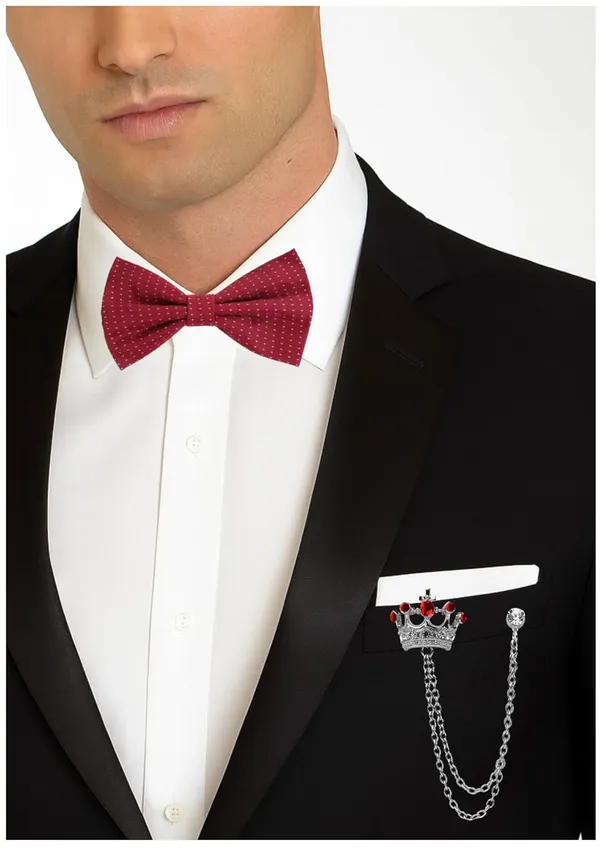 Bow_Tie_For_Men_&_Women_With_Stylish_Double_Chain_Brooch_(Pack_of_2)