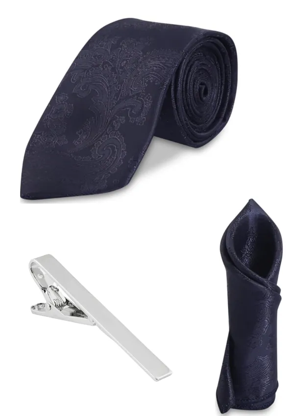 Necktie_With_Pocket_Square_&_TiePin_Silver_Plated_Jacquard_Self-Design_Stylish_Combo_Set_Available_in_16_Elegant_Colors