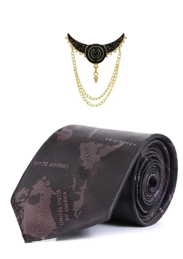 Luxury_Men_Necktie_with_Brooch_|_Premium_Maroon_Map_Pattern_Tie_for_Wedding,_Party_&_Office_|_12_Elegant_Colors