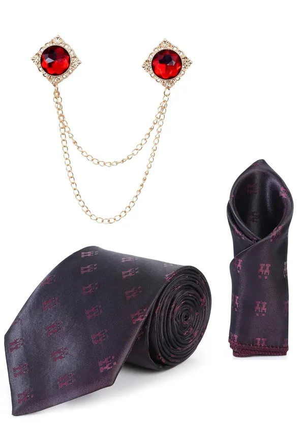 Necktie_For_men_With_Double_Chain_Stylish_brooch_&_Pocket_Square_Gifted_Set