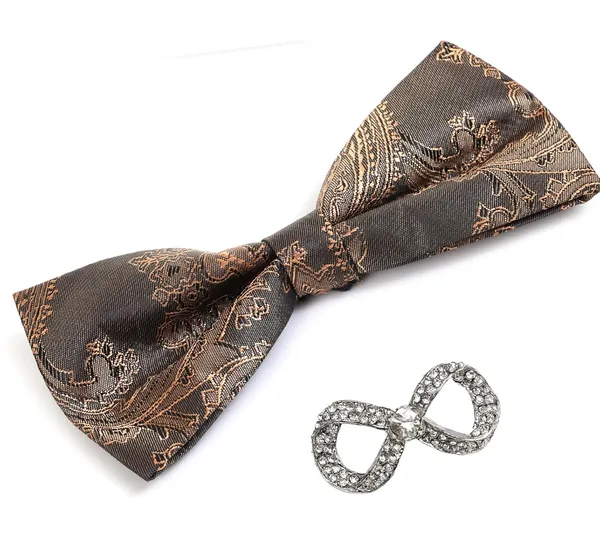 Random_stripe_Men's_Bow_Ties_Pre-Tied_Style_Formal_Satin_Classic_Bowtie_for_jacquard_Self-Design_With_Brooch