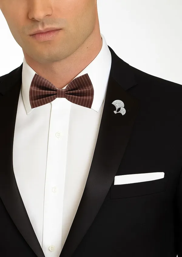 Bow_Tie_With_Stylish_Brooch_For_Men_Self-Lining_Micro_fiber_Febric_Elegant_7_Colors