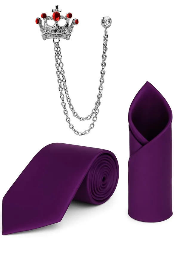 Random_Stripe_Men_Satin_Necktie,_Pocket_Square_&_Crown_Brooch_Combo_Set_Wedding,_Party_&_Formal_Wear_|_9_Colors_Available