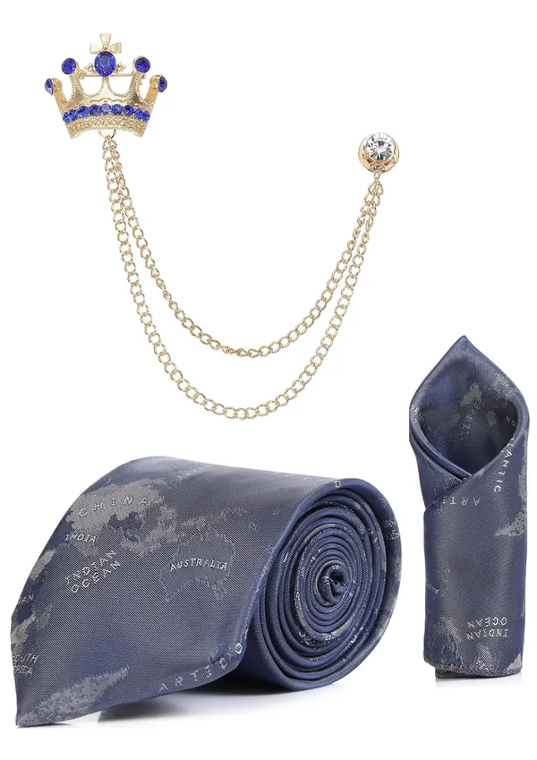 Premium_Men_Necktie_Set_with_Pocket_Square_&_Royal_Crown_Brooch_�_12_Color_Options