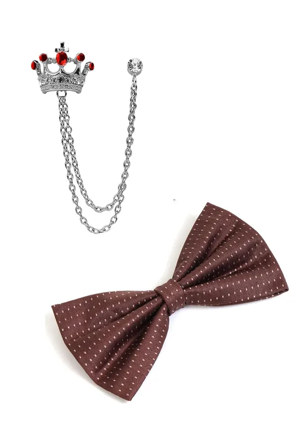 Bow_Tie_For_Men_&_Women_With_Stylish_Double_Chain_Brooch_(Pack_of_2)