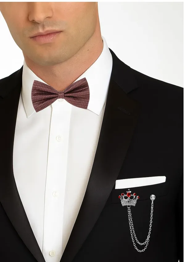 Bow_Tie_For_Men_&_Women_With_Stylish_Double_Chain_Brooch_(Pack_of_2)